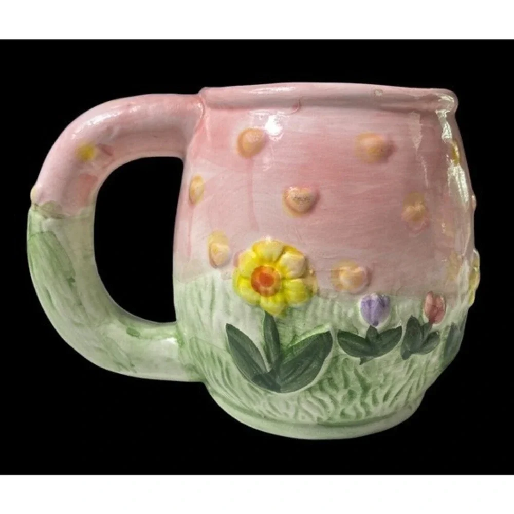 Vintage 2004 Ceramic Easter Bunny Mug Bunny Basket Jar Pink‎ Egg Collectibles